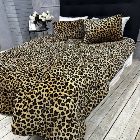 Купить Одеяло из микрофибры двустороннее Леопард коричневый Недорогие
