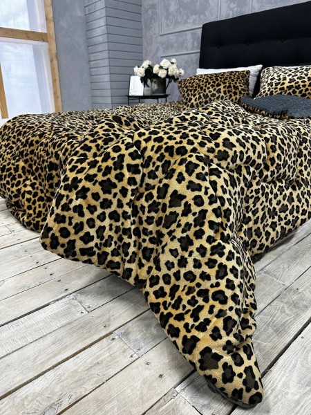 Одеяло из микрофибры двустороннее Леопард коричневый