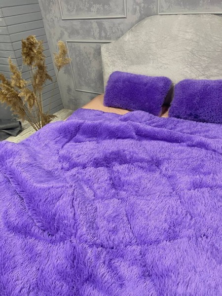 Меховое одеяло травка Фиолетовый