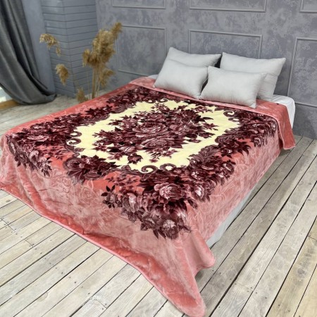 Плед на кровать стриженный Розовые цветы 3,5кг 200х240