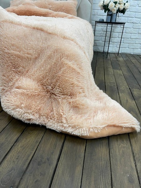 Травка меховое одеяло  Персик