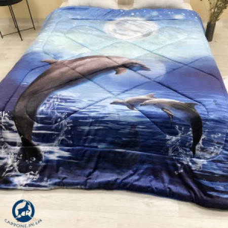 Купить Одеяло из микрофибры с 3D рисунком Дельфины Недорогие