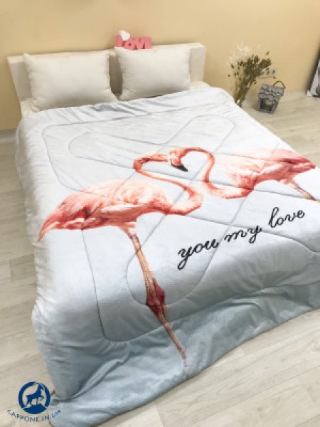 Одеяло из микрофибры с 3D рисунком Фламинго