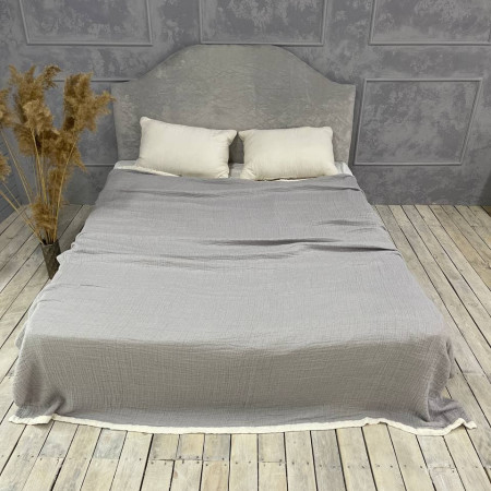 Плед муслиновый (махровое покрывало на кровать) Серый