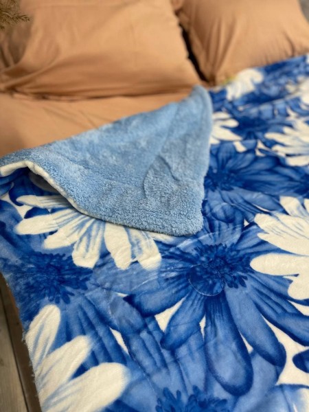 Одеяло из микрофибры Ромашки синие