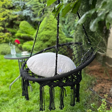 Подвесное кресло качалка (подвесная качеля кокон / гнездо) Черное