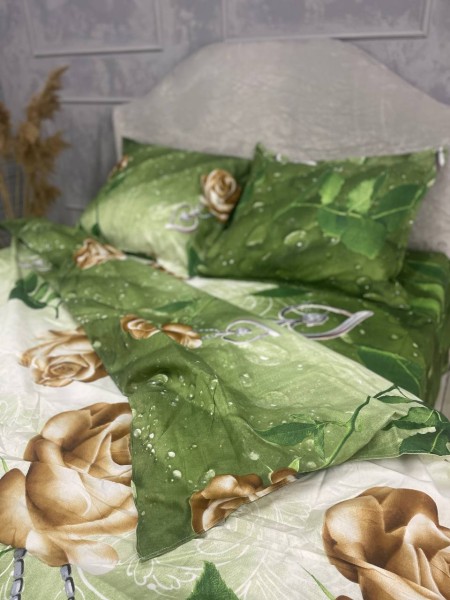 Постельное белье сатин (египетский хлопок) Зеленая Роза