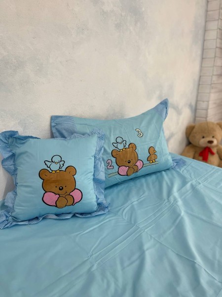 Детское постельное белье Хлопок Веселые Мишки , голубой