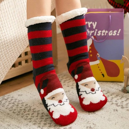 Новорічні теплі шкарпетки-тапочки, Санта Клаус