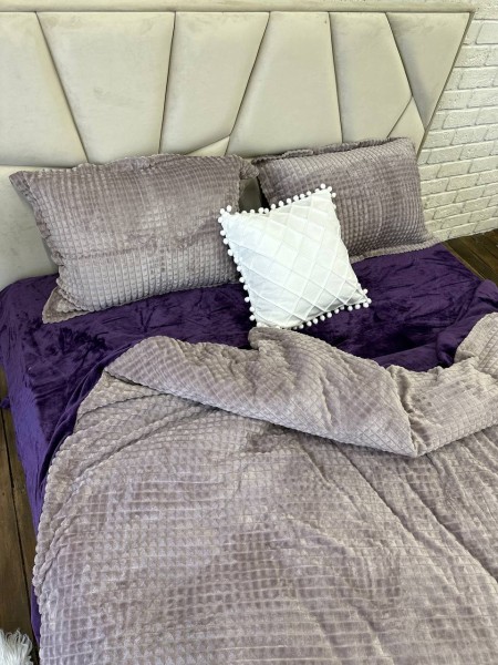 Плюшевое постельное белье (велюровое) Однотонное Лилово-Фиолетовое