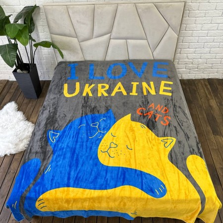 Купить Плед патриотический с 3D рисунком, I love Ukraine Недорогие