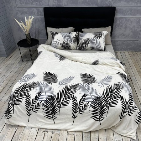 Плюшевое постельное белье (велюровое) Пальмовые Листья с 4 наволочками